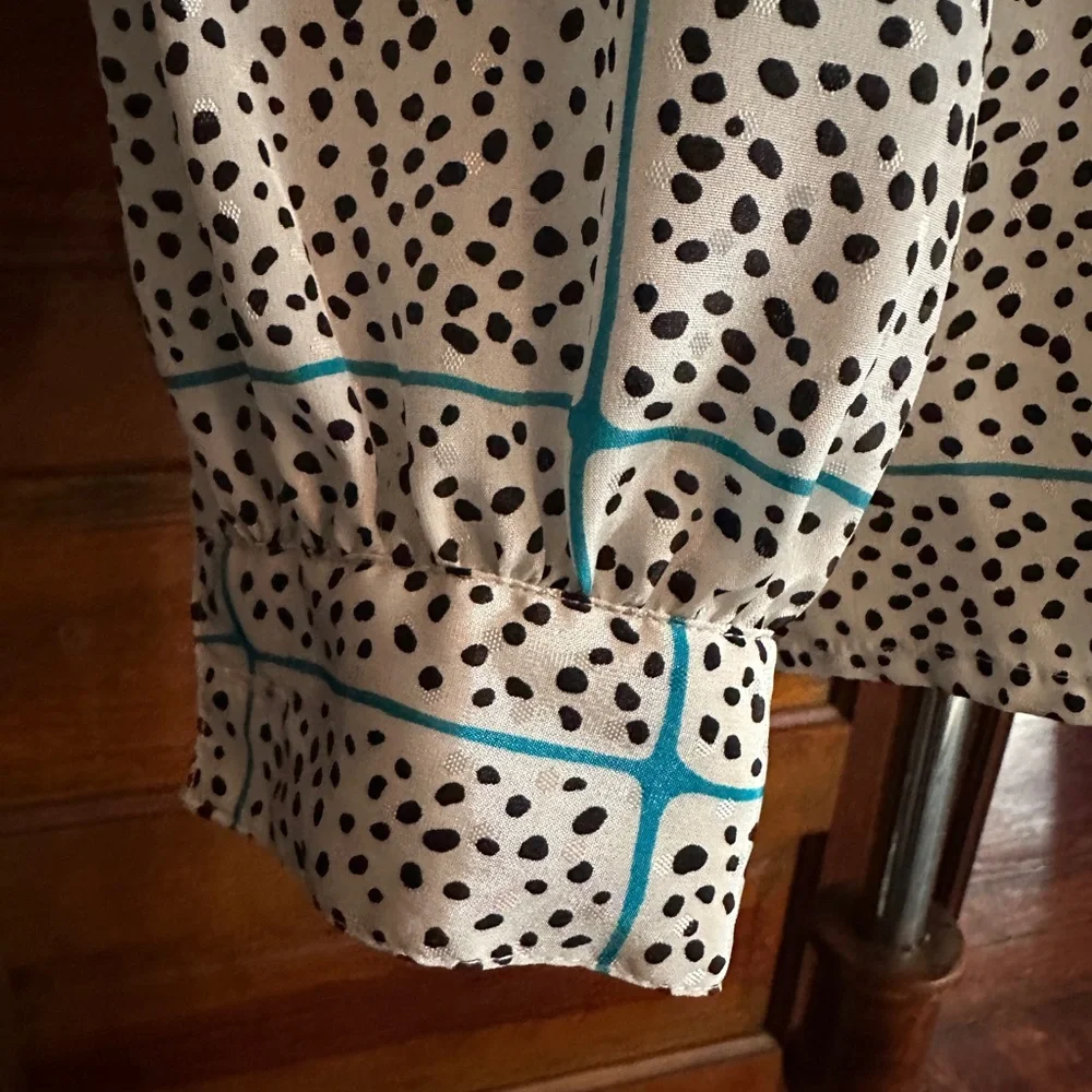 VINTAGE Alfred Dunner Pussybow Graphic Blouse Sz S/M - Picture 5 of 10